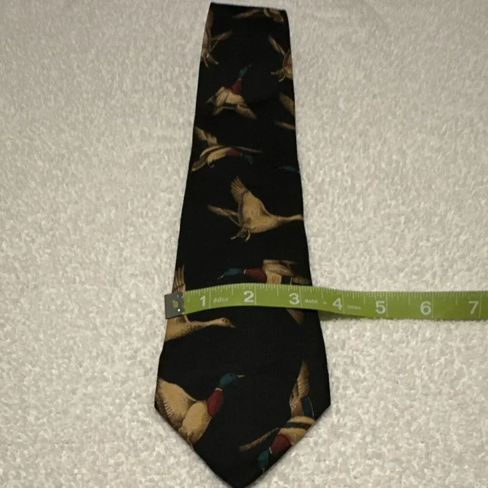 Coburn’s Men’s 100% Silk Woven Tie, Animal Print Bird Pattern Black